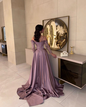 Unique Purple Off-Shoulder Mermaid Long Prom Dress Ideas, Evening Party Dresses,WGP1873