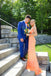 Elegant Orange V-Neck Mermaid Side Slit Long Prom Dress Ideas, Evening Party Dresses,WGP1803