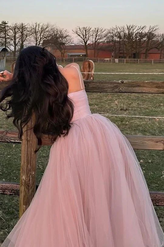 Dreamy Blush Pink Tulle Prom Gown Corset Top Sleeveless A-Line Ball Dress,WGP2189