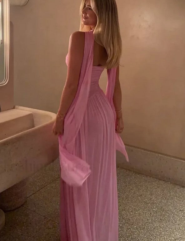 Sexy Pink Sweetheart A-Line Long Prom Dress Ideas, Evening Party Dresses,WGP1619