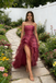 Bold Pink Organza High Slit Prom Gown Strapless Tiered Ruffle Party Dress,WGP2204
