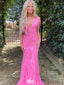 Sexy V-neck Halter Lace Mermaid Long Prom Dress Ideas, Evening Party Dresses,WGP1143