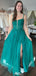 Gorgeous Spaghetti Strap Notched A-line Long Prom Dress Ideas, Evening Party Dresses,WGP1545
