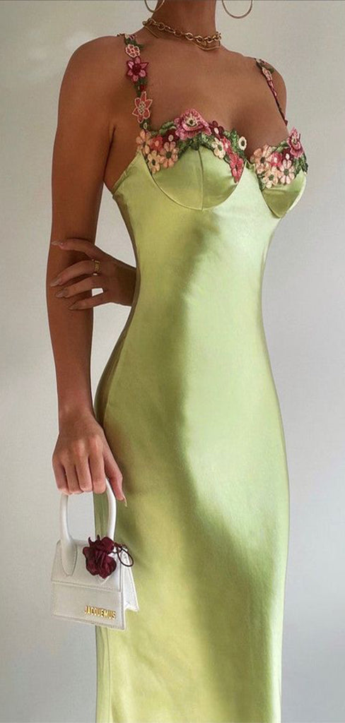 Fashion Green Spaghetti Strap Mermaid Long Sleeveless Popular Long Evening Dresses, Formal Dresses, Birthday Party, WGP696