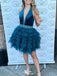 Elegant Deep V-neck Halter A-line Short Mini Homecoming Dress,EPT417