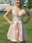 Elegant V-neck Notched A-line Short Mini Homecoming Dress,EPT419