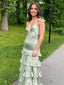 Gorgeous V-neck Spaghetti Strap Sheath Long Prom Dress Ideas, Evening Party Dresses,WGP1151