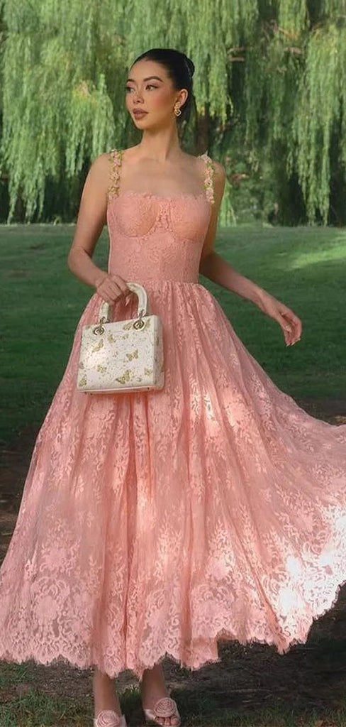 Elegant Pink Spaghetti-Strap A-Line Long Prom Dress Ideas, Evening Party Dresses,WGP1629