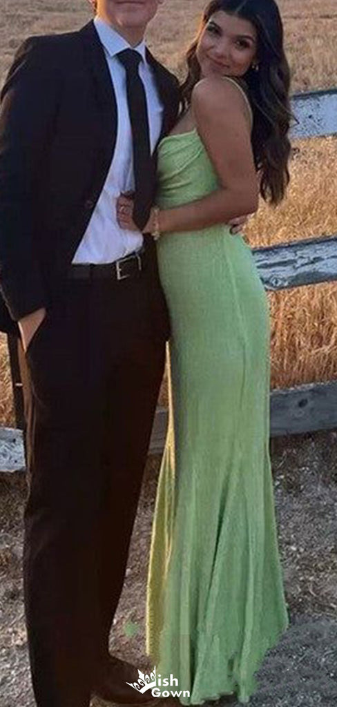 Sexy Straight Across Spaghetti Strap Mermaid  Long Prom Dress Ideas, Evening Party Dress,WGP1097