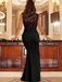 Sexy Black Halter Mermaid Side Slit Long Prom Dress Ideas, Evening Party Dresses,WGP1981