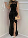 Sexy Black Halter Mermaid Side Slit Long Prom Dress Ideas, Evening Party Dresses,WGP1981