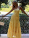 Unique One Shoulder Yellow Tiered Prom Dress Ruffled Waist Summer Style Chiffon Maxi,WGP2108