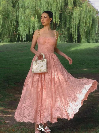 Elegant Pink Spaghetti-Strap A-Line Long Prom Dress Ideas, Evening Party Dresses,WGP1629