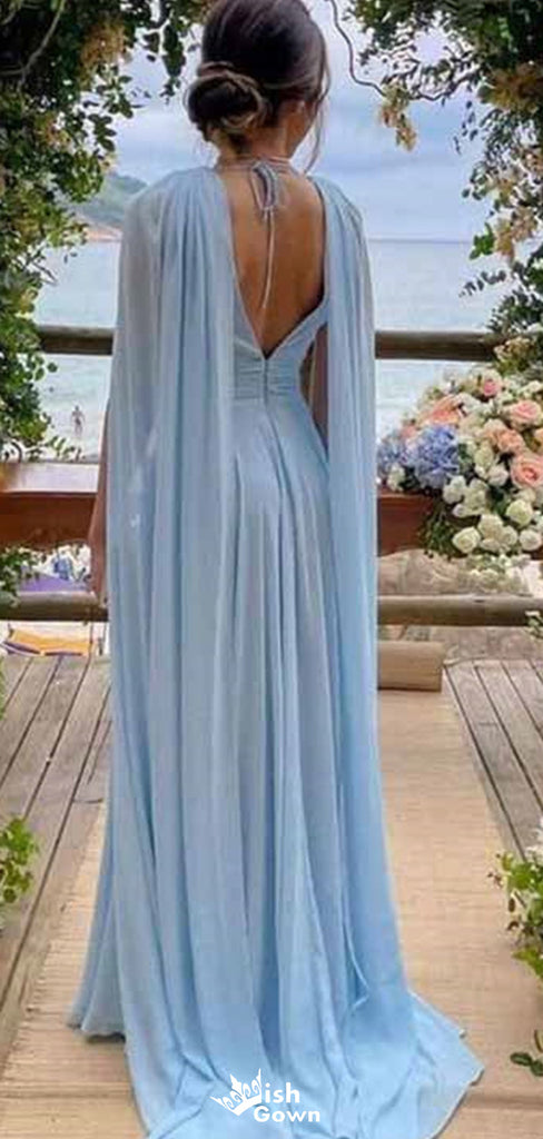 Elegant V-neck Unique A-line Long Prom Dress Ideas, Evening Party Dresses,WGP1155