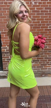 Casual Spaghetti Strap Sheath Short Mini Homecoming Dress,EPT465