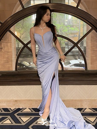 Elegant Spaghetti Strap Mermaid Long Prom Dress Ideas, Evening Party Dresses,WGP1621