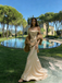 Luxurious Gold Satin Off-Shoulder Prom Gown with Draped Neckline Slim Silhouette,WGP2195
