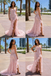 Unique Pink Sequin Strapless Prom Gown High Slit Ruffle Mermaid Formal Dress,WGP2180
