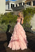 Unique Blush Pink Tiered Ruffle Prom Dress Strapless Boned Corset Tulle Ball Gown Skirt,WGP2087