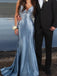 Fancy Glitzy Blue Prom Dress Deep V-Neck Sequined Mermaid Formal Gown,WGP2165