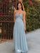 Classy Blue Sweetheart Prom Dress Twisted Bodice Strapless Pleated Gown,WGP2217