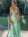 Unique Sage Green Strapless Satin A-Line Prom Dress with Bow Detail,WGP2126