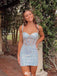 Sexy Spaghetti Strap Sweetheart Lace Sheath Mini Homecoming Dress,EPT321