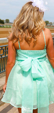 Casual Spaghetti Strap A-line Short Mini Homecoming Dress,EPT513