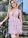 Elegant Halter V-neck A-line Short Mini Homecoming Dress,EPT517