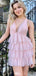 Elegant Halter V-neck A-line Short Mini Homecoming Dress,EPT517