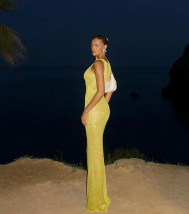 Elegant Yellow Jewel Mermaid Long Prom Dress Ideas, Evening Party Dresses,WGP1722