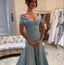 Elegant Blue Off-Shoulder Mermaid Long Prom Dress Ideas, Evening Party Dresses,WGP1833