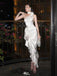 Popular White One-Shoulder Mermaid Side Slit Long Prom Dress Ideas, Evening Party Dresses,WGP1709