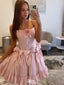 Elegant Pink Sweetheart A-Line Short Floral Homecoming Dresses For Birthday Party, EPT687