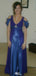 Gorgeous V-neck Off-shoulder A-line Long Prom Dress Ideas, Evening Party Dresses,WGP1678