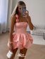Sexy&nbsp; Pink Square Ball Gown Tight Flower&nbsp;Popular Cheap Short Homecoming Dresses, EPT278