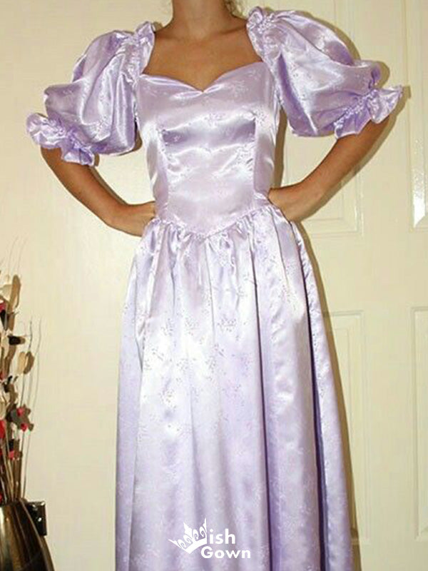 Gorgeous Short Sleeves A-line Long Prom Dress Ideas, Evening Party Dresses,WGP1692