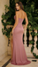 Sexy Mauve Satin Prom Dress Sheer Beaded Corset Bodice High Slit Formal Gown,WGP2117