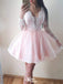 Sexy V-neck Long Sleeves A-line Short Mini Homecoming Dress,EPT537
