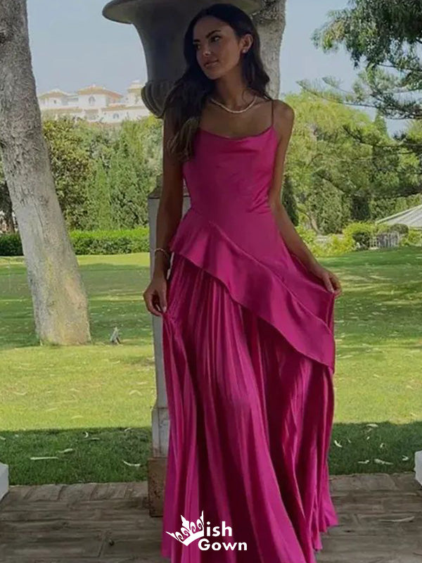 Elegant Spaghetti Strap A-line Long Prom Dress Ideas, Evening Party Dresses,WGP1703