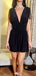 Casual Deep V-neck A-line Short Mini Homecoming Dress,EPT558