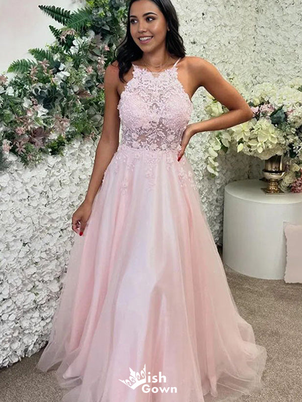 Elegant Halter A-line Long Prom Dress Ideas, Evening Party Dresses,WGP1723