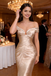 Classic Champagne Gold Off-Shoulder Mermaid Gown for Sophisticated Formal Events,WGP2197