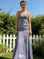Fancy Lavender Floral Embroidered Prom Dress Spaghetti Strap Lace Evening Gown,WGP2207