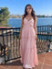 Fancy Pink Ruffled Empire Waist Prom Dress Sleeveless V-Neck Tiered Chiffon Maxi Gown,WGP2173