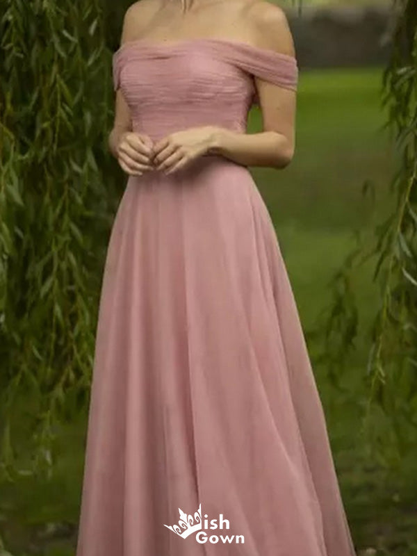 Elegant Off-shoulder A-line Long Prom Dress Ideas, Evening Party Dresses,WGP1735