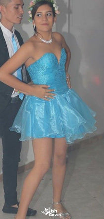 Elegant Strapless V-neck A-line Short Mini Homecoming Dress,EPT583