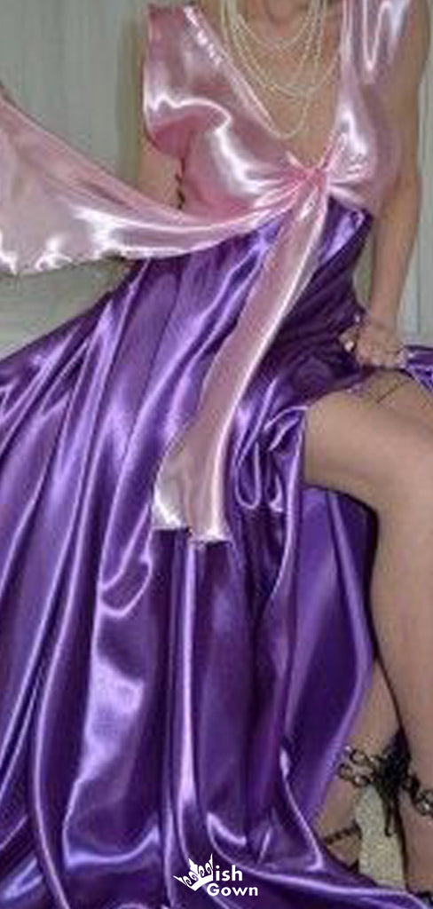 Unique V-neck A-line Long Prom Dress Ideas, Evening Party Dresses,WGP1765