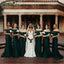 Sexy Green Mermaid Off Shoulder Maxi Long Wedding Guest Bridesmaid Dresses,WGM185