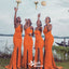 Popular Burnt Orange Mermaid One Shoulder Side Slit Cheap Maxi Long Wedding Guest Bridesmaid Dresses,WGM205